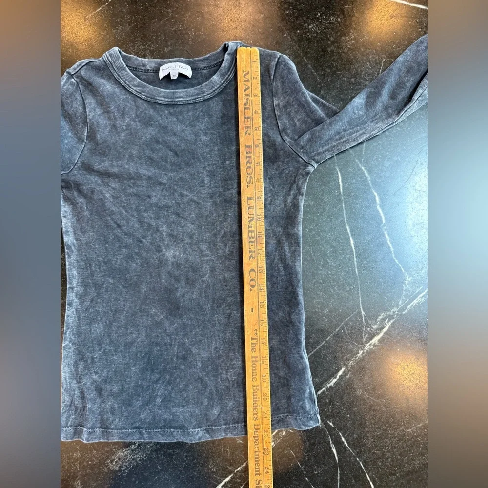 Michael Stars XS Washed Black Long Sleeve Crew Neck Knit Top - Picture 5 of 7